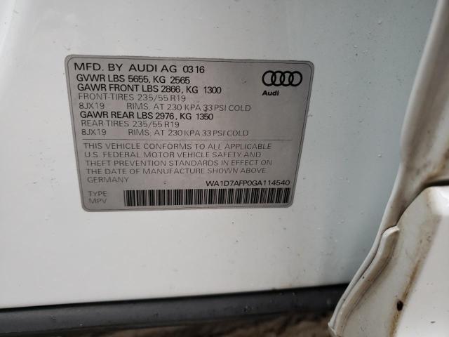 2016 AUDI Q-5 WA1D7AFP0GA114540