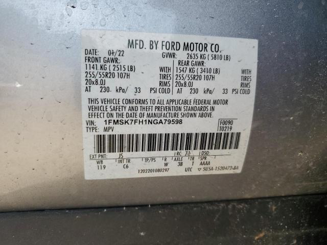 1FMSK7FH1NGA79598 2022 FORD EXPLORER