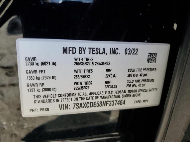2022 TESLA MODEL X 7SAXCDE58NF337464