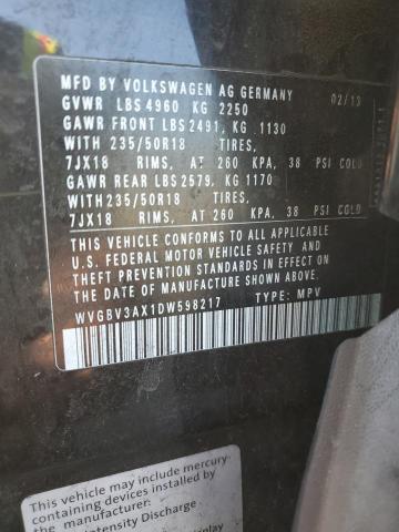 2013 VOLKSWAGEN TIGUAN S - WVGBV3AX1DW598217