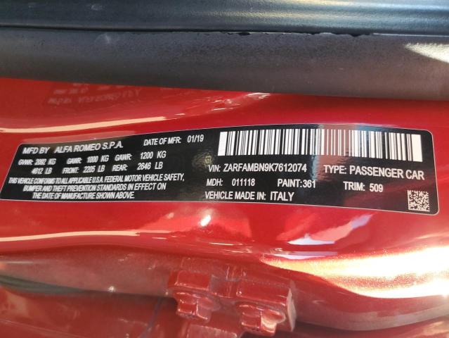 2019 ALFA ROMEO GIULIA TI - ZARFAMBN9K7612074