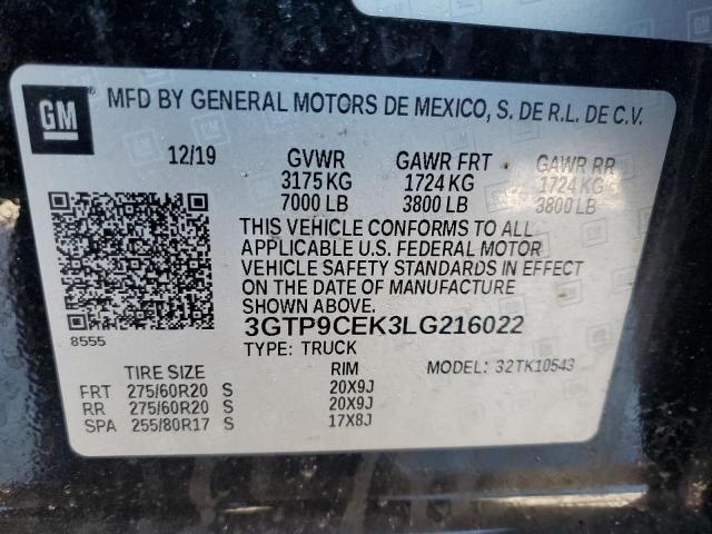 2020 GMC SIERRA K15 - 3GTP9CEK3LG216022