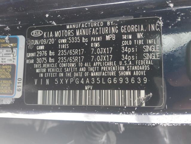 2020 KIA SORENTO L 5XYPG4A35LG693639