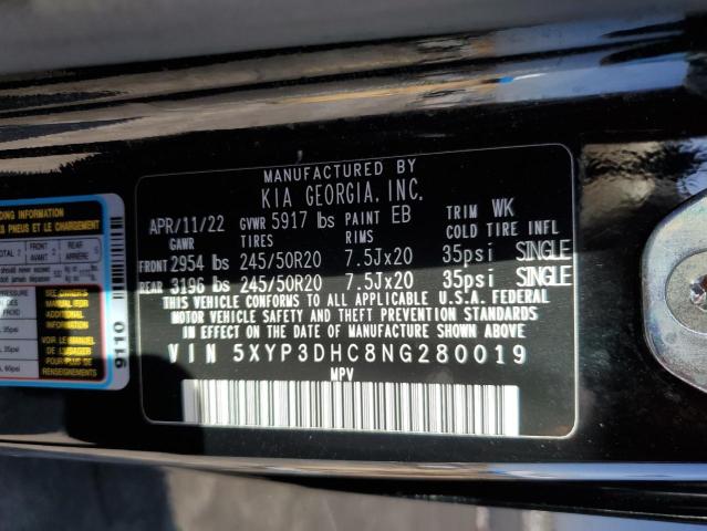 2022 KIA TELLURIDE - 5XYP3DHC8NG280019