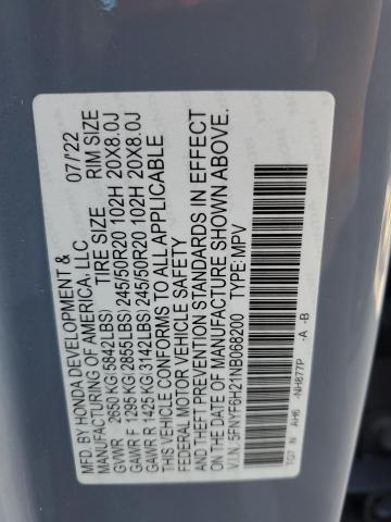 2022 HONDA PILOT SE 5FNYF6H21NB068200