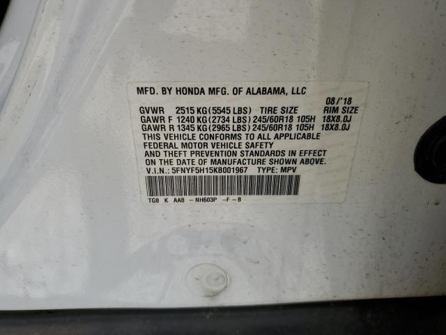 2019 HONDA PILOT LX 5FNYF5H15KB001967