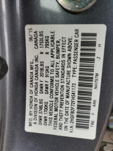 2015 HONDA CIVIC SE 2HGFB2F72FH541173