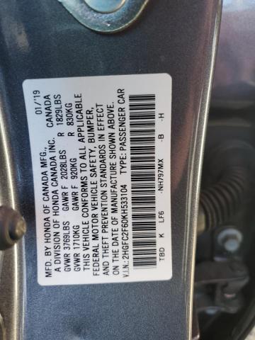 2019 HONDA CIVIC LX - 2HGFC2F60KH533104