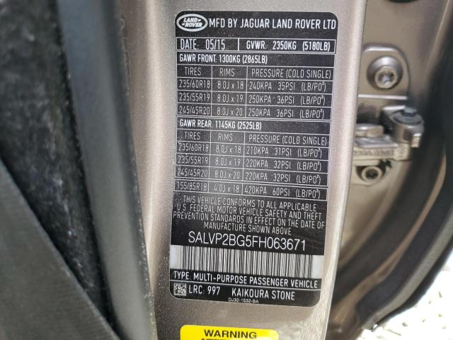 2015 LAND ROVER RANGE ROVE - SALVP2BG5FH063671