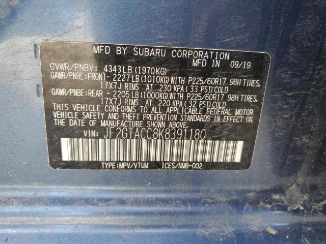2019 SUBARU CROSSTREK - JF2GTACC8K8391180