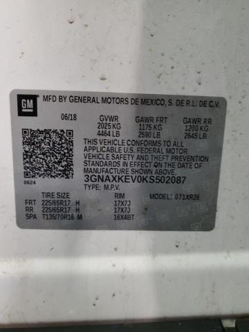 2019 CHEVROLET EQUINOX LT 3GNAXKEV0KS502087