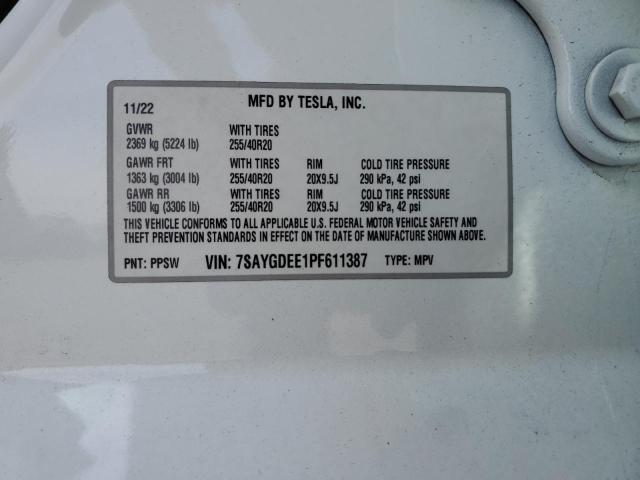2023 TESLA MODEL Y 7SAYGDEE1PF611387