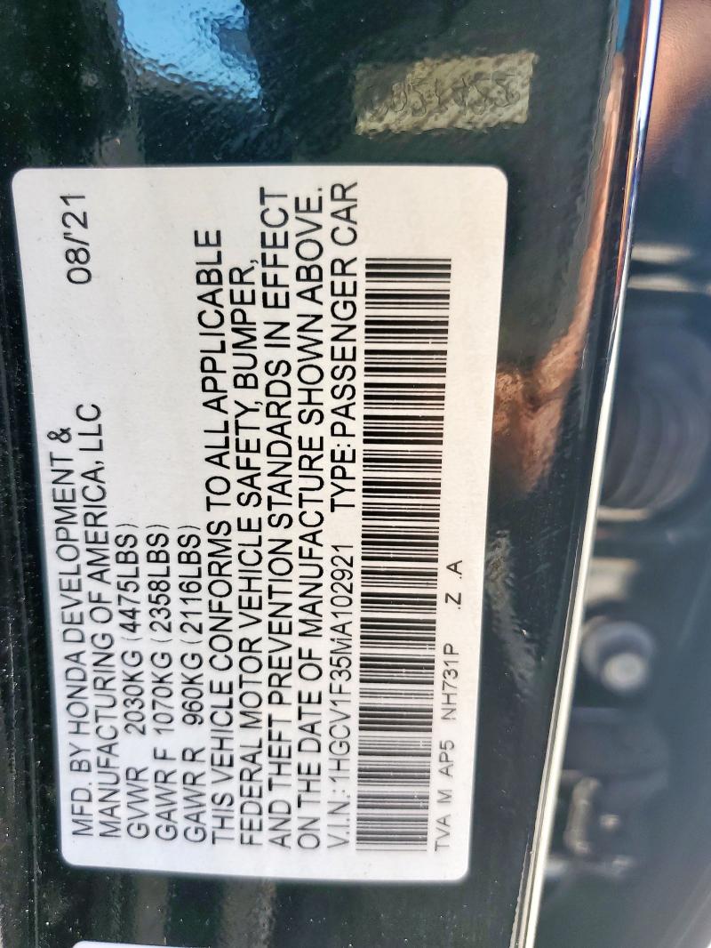 2021 HONDA ACCORD SPO - 1HGCV1F35MA102921