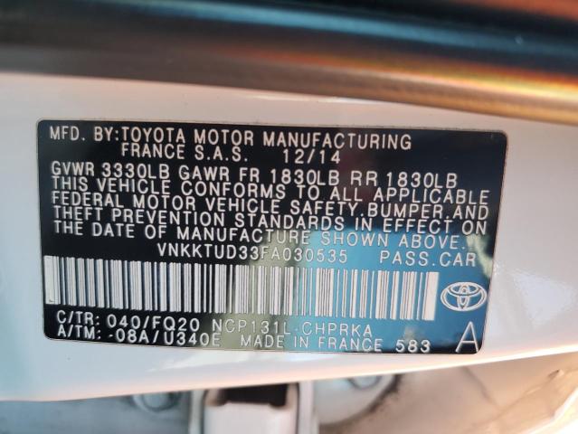 2015 TOYOTA YARIS VNKKTUD33FA030535