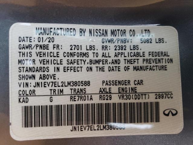 2020 INFINITI Q60 PURE JN1EV7EL2LM380588