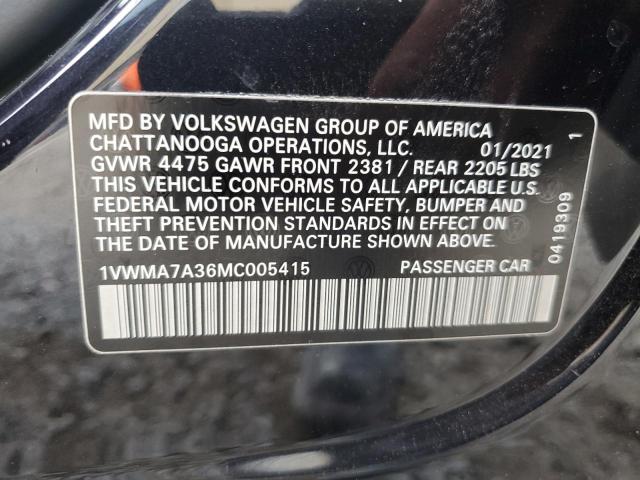 2021 VOLKSWAGEN PASSAT R-L 1VWMA7A36MC005415