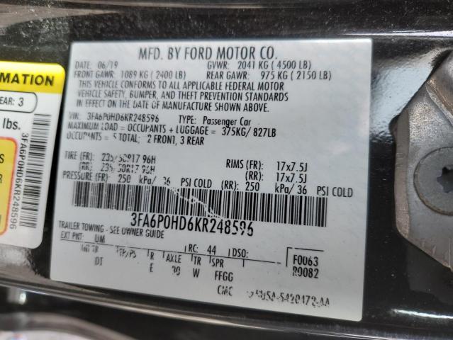 2019 FORD FUSION SE - 3FA6P0HD6KR248596