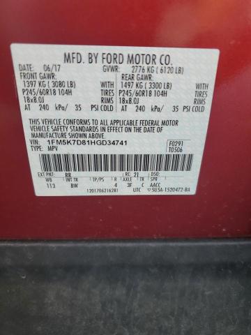 2017 FORD EXPLORER X - 1FM5K7D81HGD34741