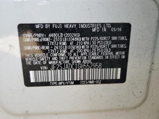 2016 SUBARU FORESTER 2 - JF2SJADC1GH552958