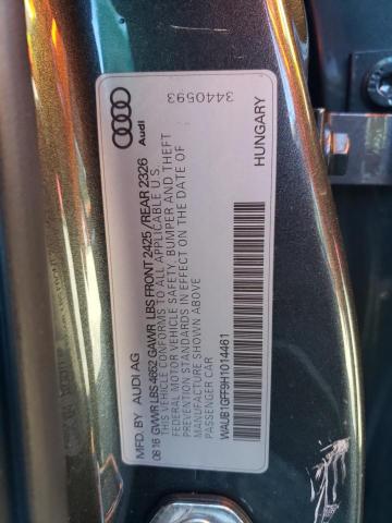 2017 AUDI S3 PREMIUM WAUB1GFF9H1014461
