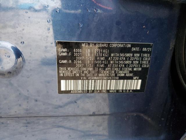 2021 SUBARU ASCENT TOU 4S4WMARD5M3467098