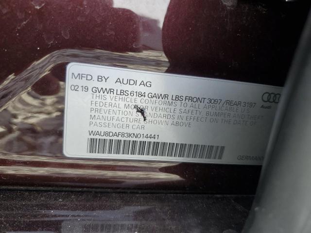 2019 AUDI A8 L WAU8DAF83KN014441