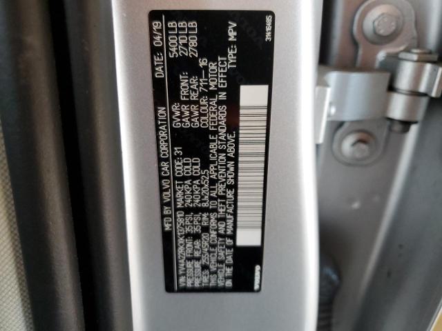 2019 VOLVO XC60 T6 YV4A22RKXK1375810