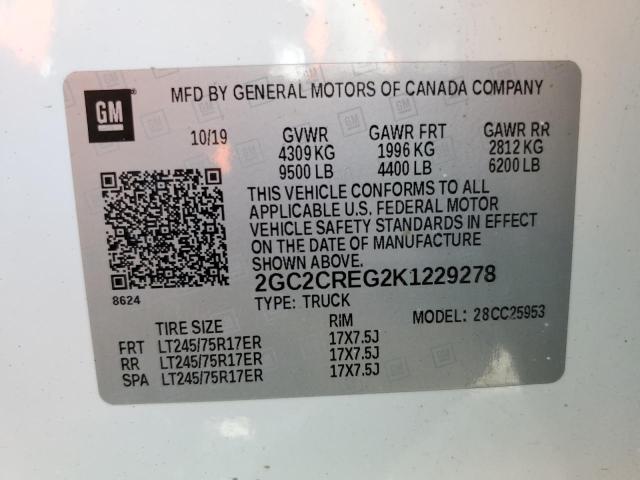 2019 CHEVROLET SILVERADO - 2GC2CREG2K1229278