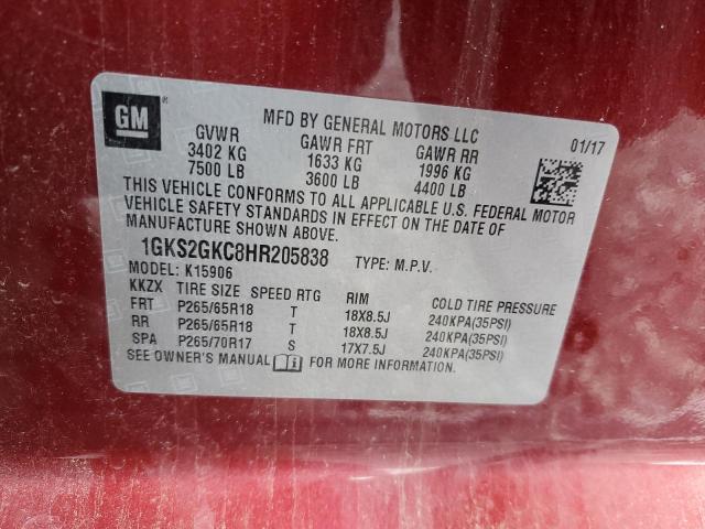 2017 GMC YUKON XL K - 1GKS2GKC8HR205838