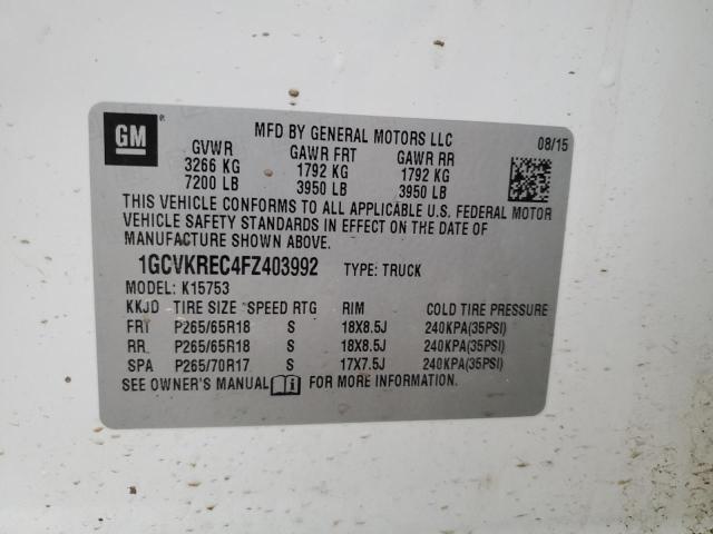 2015 CHEVROLET SILVERADO - 1GCVKREC4FZ403992