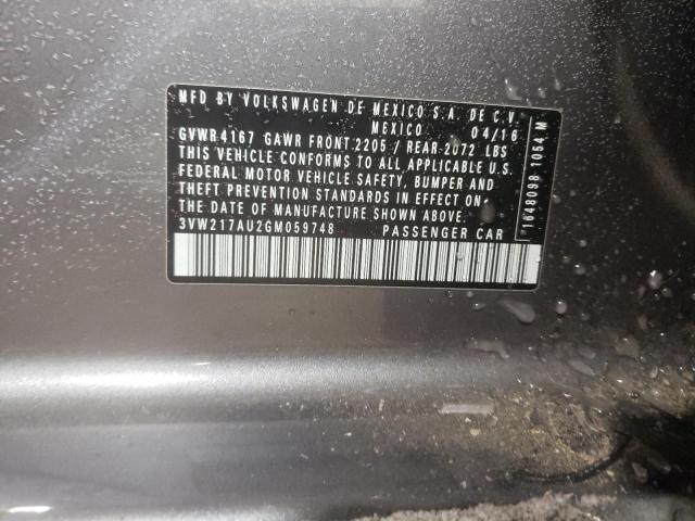 2016 VOLKSWAGEN GOLF S/SE - 3VW217AU2GM059748