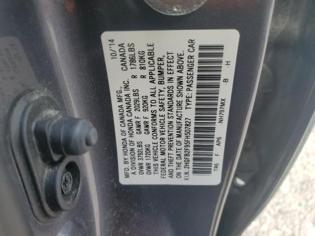 2015 HONDA CIVIC EXL - 2HGFB2F95FH507827
