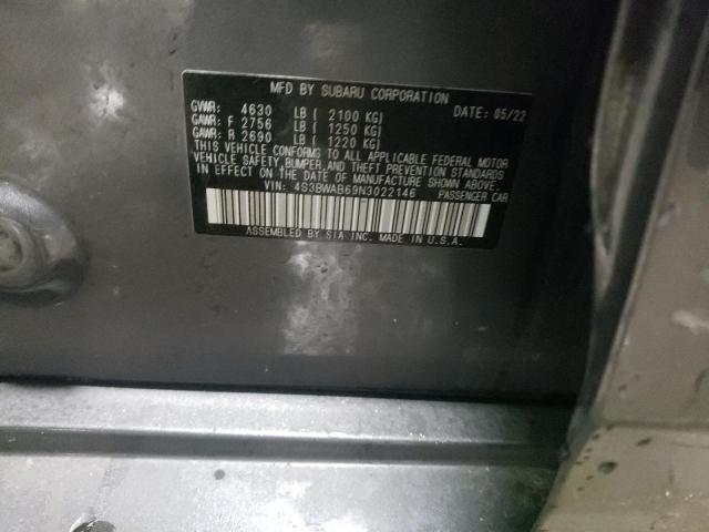 2022 SUBARU LEGACY 4S3BWAB69N3022146