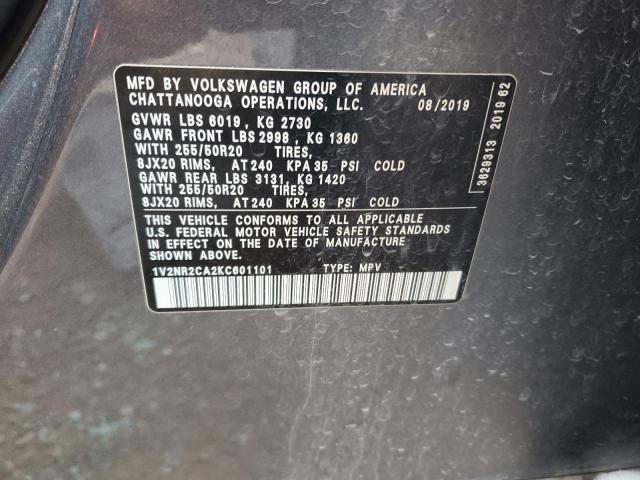 2019 VOLKSWAGEN ATLAS SEL - 1V2NR2CA2KC601101