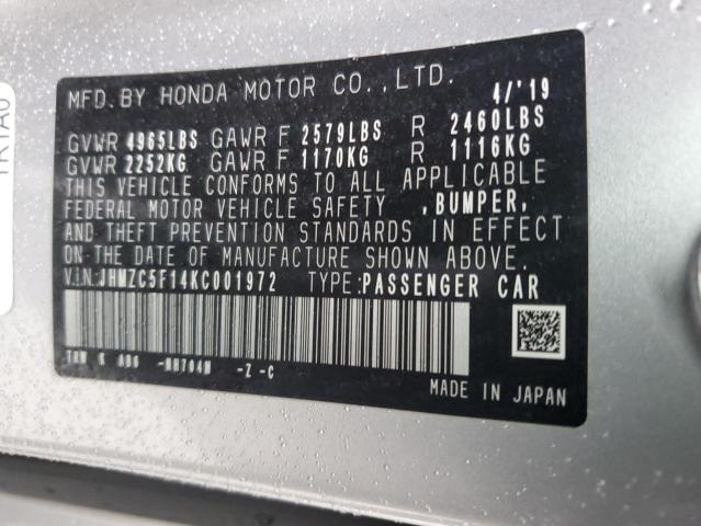2019 HONDA CLARITY JHMZC5F14KC001972