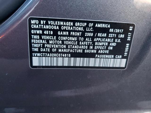2017 VOLKSWAGEN PASSAT SEL - 1VWCT7A32HC074615