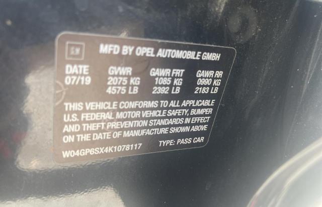2019 BUICK REGAL ESSE W04GP6SX4K1078117