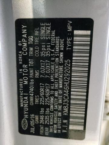 2017 HYUNDAI TUCSON LIM - KM8J3CA46HU292025