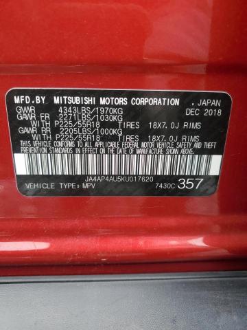 2019 MITSUBISHI OUTLANDER - JA4AP4AU5KU017620