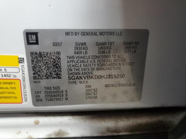 2017 BUICK ENCLAVE - 5GAKVBKD0HJ315250