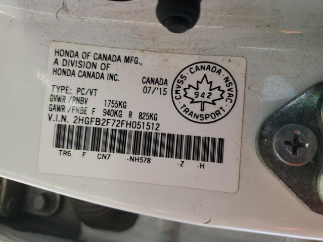 2015 HONDA CIVIC SE 2HGFB2F72FH051512