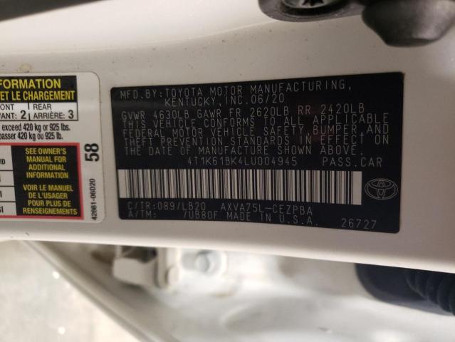2020 TOYOTA CAMRY XSE - 4T1K61BK4LU004945