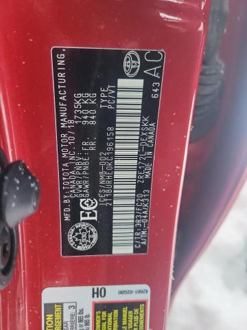 2019 TOYOTA COROLLA L 2T1BURHE0KC196158