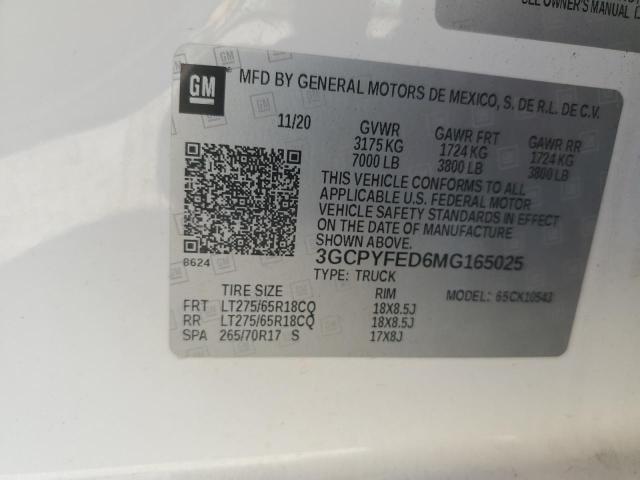 2021 CHEVROLET SILVERADO - 3GCPYFED6MG165025