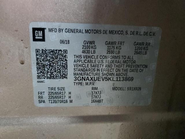 2019 CHEVROLET EQUINOX LT 3GNAXUEV5KL113869