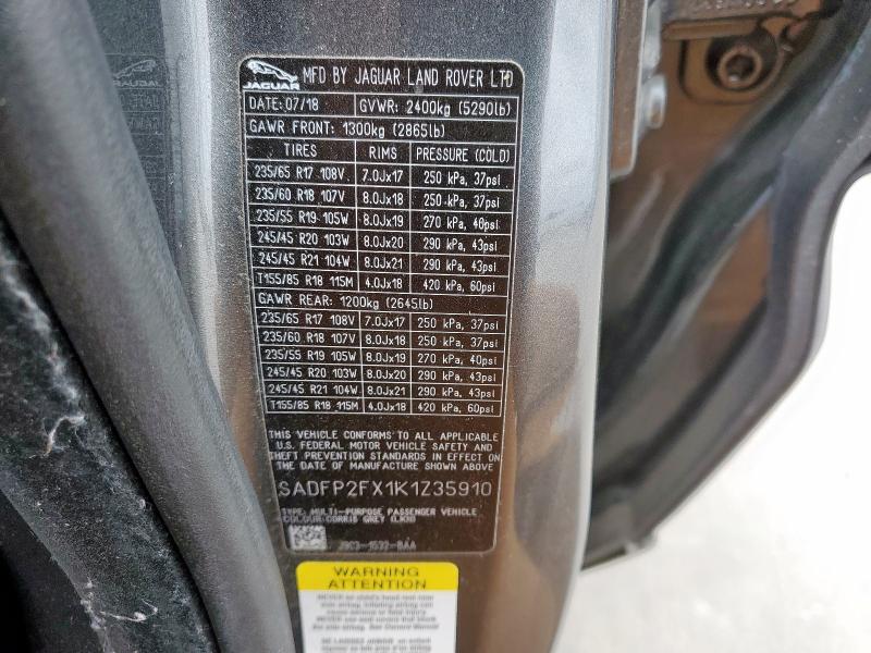 2019 JAGUAR E-PACE SE - SADFP2FX1K1Z35910