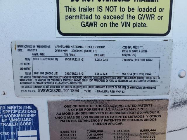 2020 VANGUARD TRAILER #3141100638