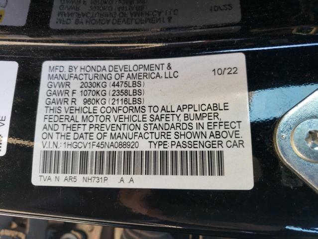 2022 HONDA ACCORD SPO 1HGCV1F45NA088920