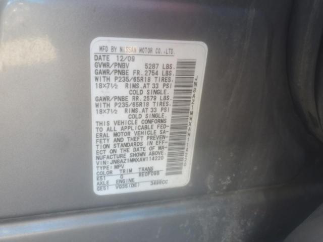 JN8AZ1MWXAW114220 2010 NISSAN MURANO