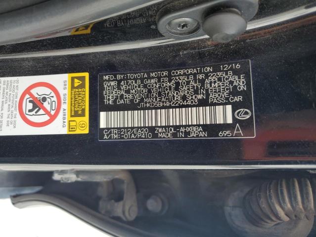 2017 LEXUS CT 200 JTHKD5BH4H2294403